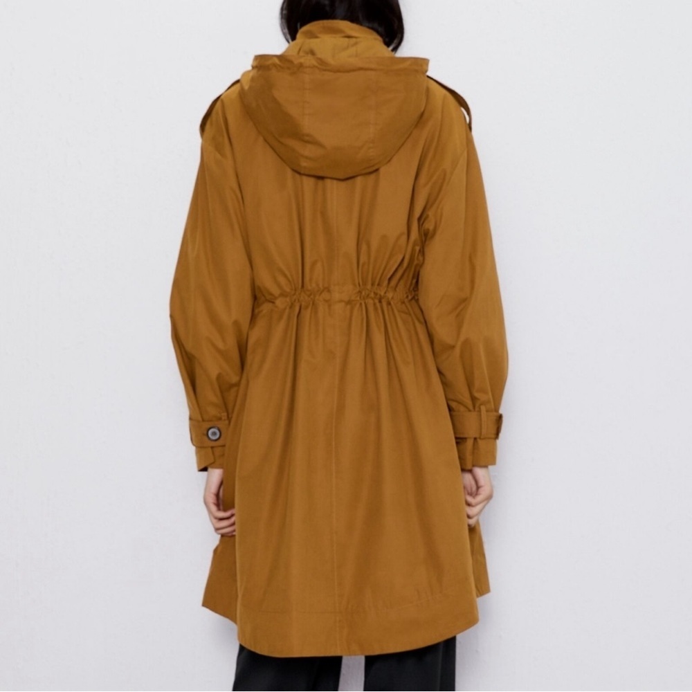 🧡 Cotton Blend Contrast Drawstring Hooded Jacket - Picture 7 of 11